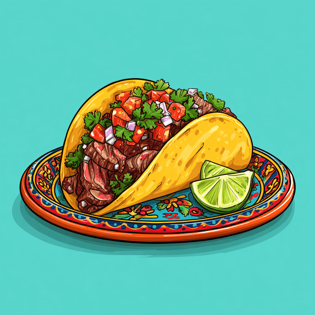 Carne Asada - beautifully plated tacos with fresh ingredients and garnishes