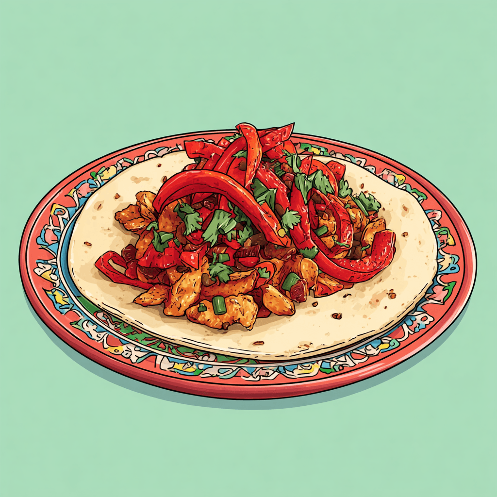 Taktouka Relish - beautifully plated taco with fresh ingredients and garnishes