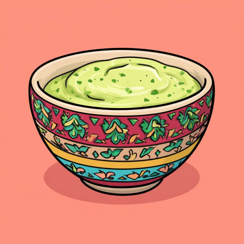 Close-up detail shot of Salsa de Aguacate showing texture, vibrant colors, and appetizing presentation